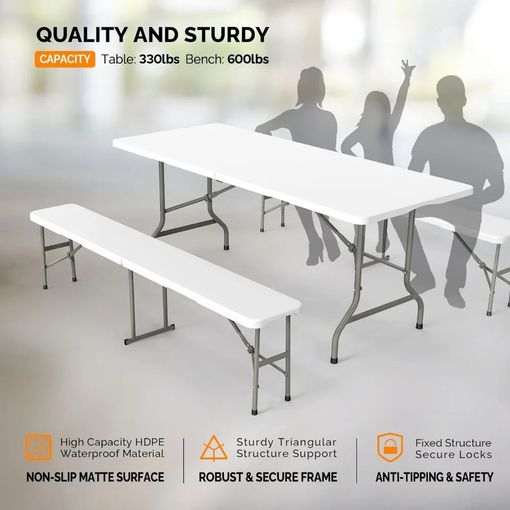 Picnic Table Set with 2 Benches