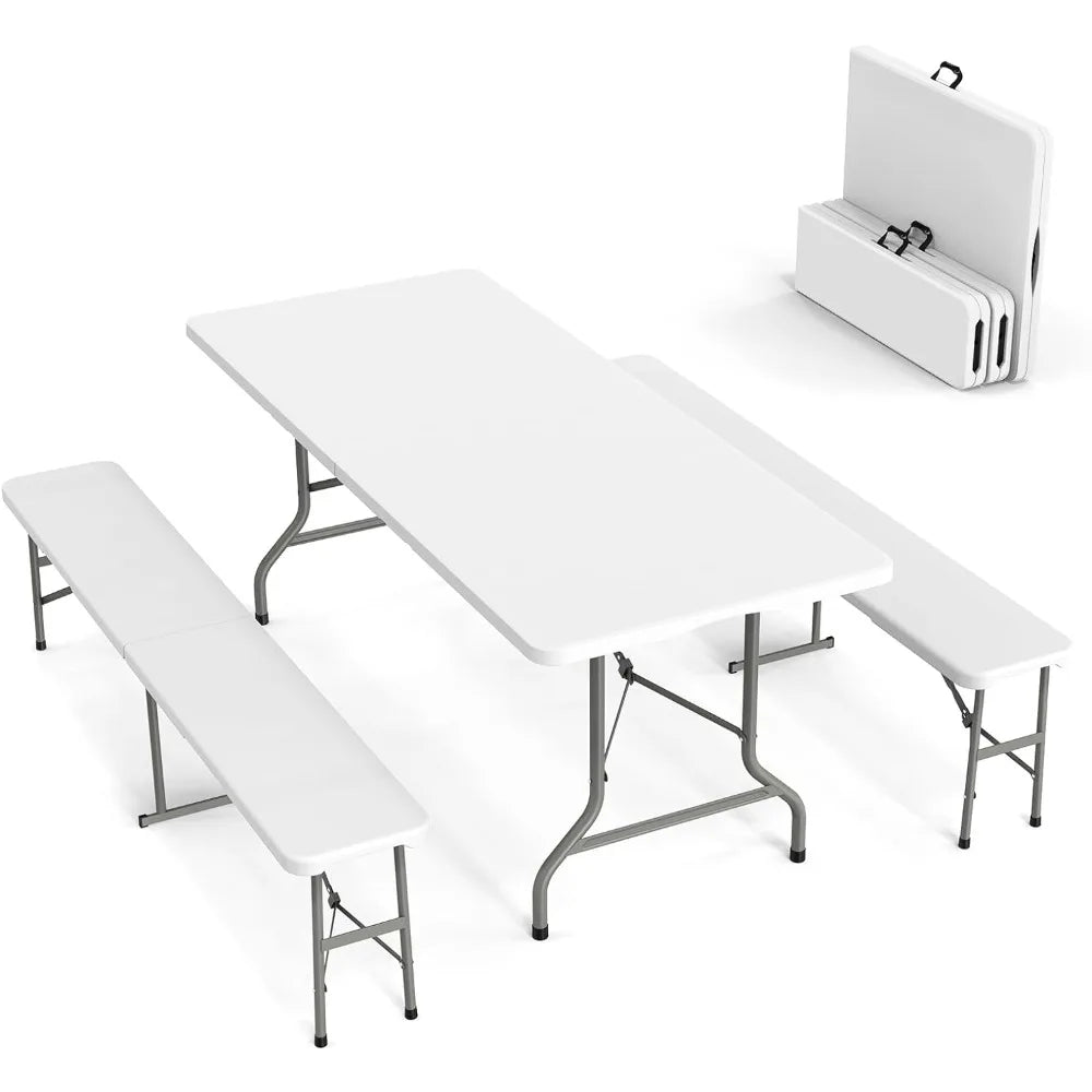 Picnic Table Set with 2 Benches
