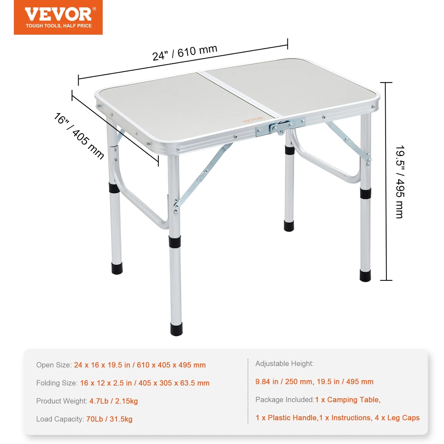 24x6 Inch Folding Table