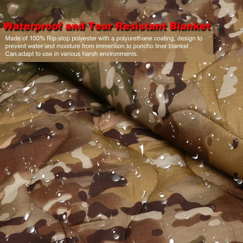 Camouflage Water Repellent Quilted Blanket