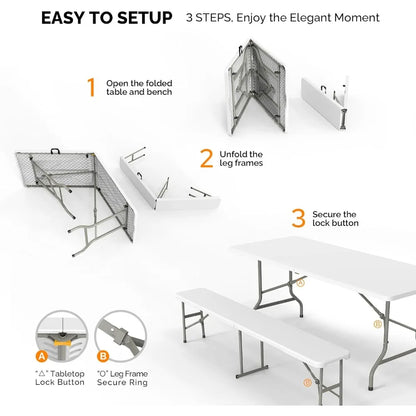 Picnic Table Set with 2 Benches