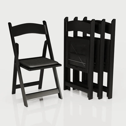 4 White Resin Stackable Folding Chairs