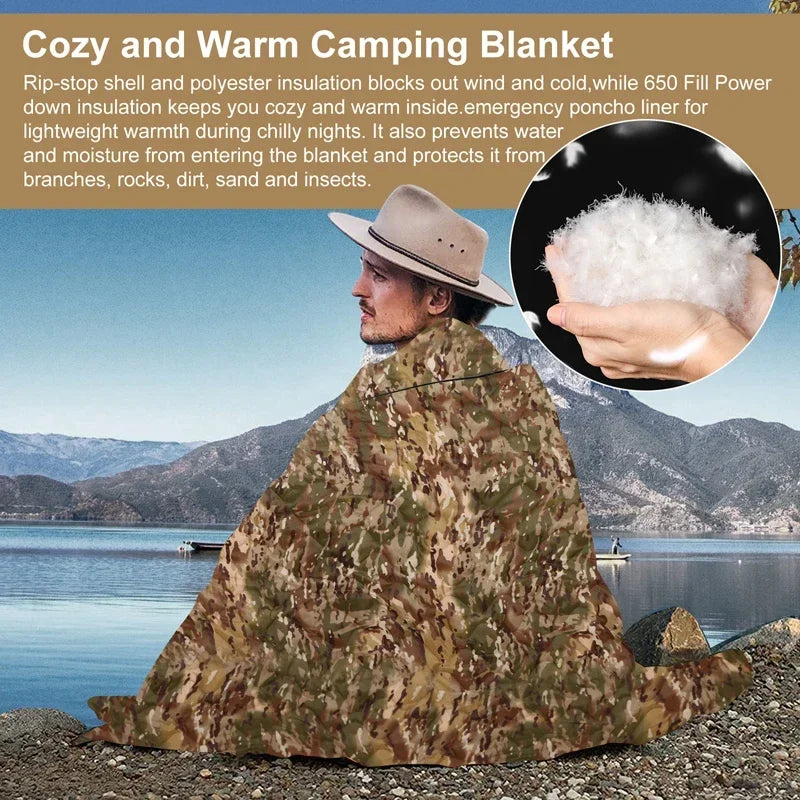 Camouflage Water Repellent Quilted Blanket