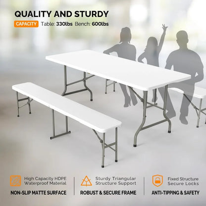 Picnic Table Set with 2 Benches