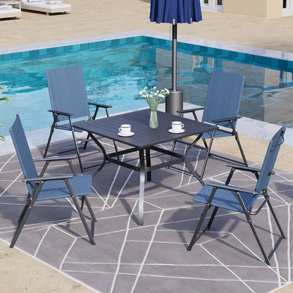 4 Folding Patio Chairs with Armrests