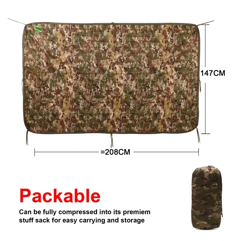 Camouflage Water Repellent Quilted Blanket